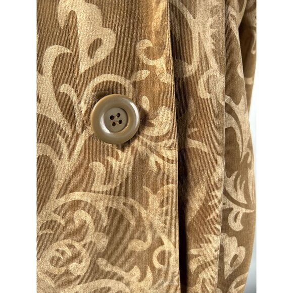R.Q.T. Womens 1X Printed Corduroy Jacket Button Closure Beige & Brown Polyester - Picture 8 of 16